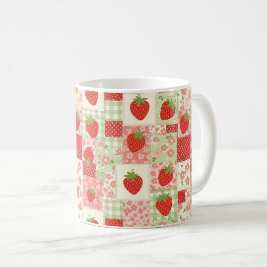Aardbeien Patchwork Picknick (4) Koffiemok (Voorkant rechts)
