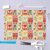 Aardbeien Patchwork Picknicken Tissuepapier (Craft)