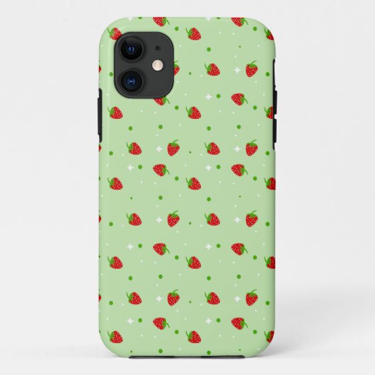 Aardbeien Patroon met groene achtergrond Case-Mate iPhone Case (Achterkant)
