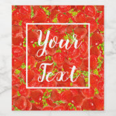 Aardbeien Patroon Wijn Etiket (Enkel label)