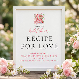 Aardbeien Recept voor Liefde Bruidsfeest Bord Poster