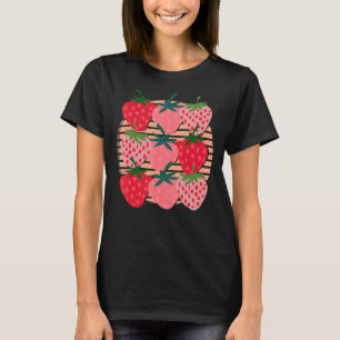 aardbeien Red Berry Summer Food Fruit Retro Str. T-shirt