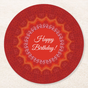 Aardbeien Red Gelatine Mold Happy Birthday Ronde Kartonnen Onderzetter