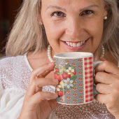 Aardbeien Red Gingham en Blue Slate Koffiemok