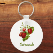 aardbeien Ronde aardbeien Sleutelhanger (Voorkant)