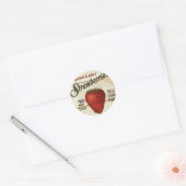 Aardbeien Ronde Sticker (Envelop)