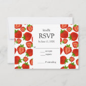 Aardbeien Rood- en witte botanische RSVP-kaart RSVP Kaartje (Voorkant)