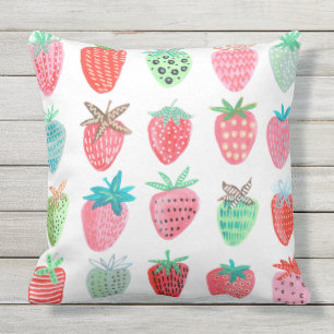 Aardbeien rood Patroon Zomer Buitenkussen