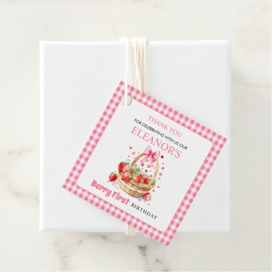 Aardbeien roze bessen eerste verjaardag Dank u Bedankjes Labels (In situ)