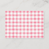 Aardbeien Roze Gingham Display Showerkaart Informatiekaartje (Achterkant)