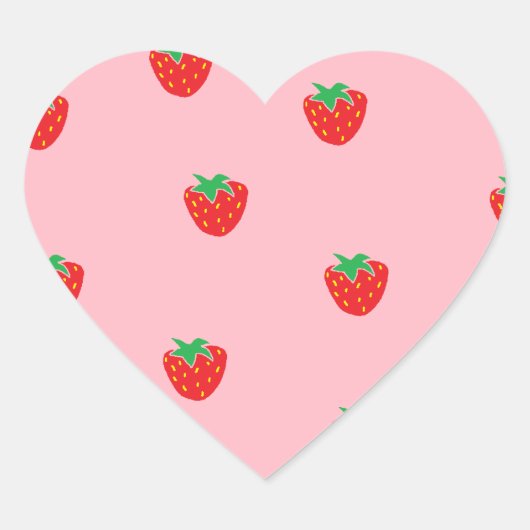 Aardbeien Roze Hart Sticker (Voorkant)