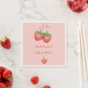 AARDBEIEN ROZE LINT VERJAARDAG SERVET