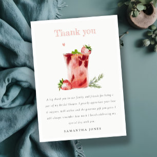 Aardbeien Roze Margarita Cocktail Bruidsmeisjesfee Bedankkaart