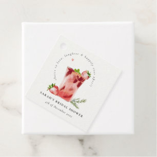 Aardbeien Roze Margarita Cocktail Bruiloftsborrel Bedankjes Labels