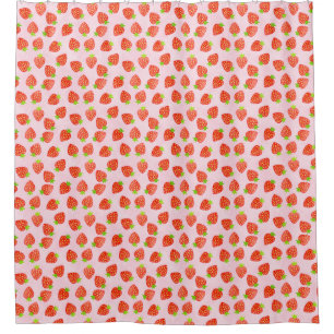 Aardbeien Roze rood zomerpatroon Douchegordijn