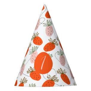 Aardbeien Roze Wit Doodle Patroon Feesthoedjes