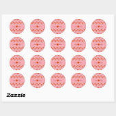 Aardbeien Roze Witte Doodle Birthday Ronde Sticker (Vel)