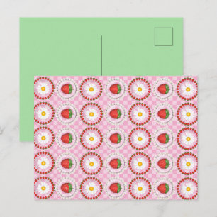 Aardbeien Serenade Roze Briefkaart