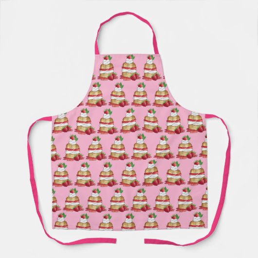 Aardbeien Shortcake Cake Dessert Aardbeien Schort (Voorkant)