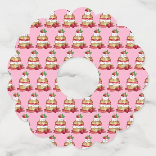 Aardbeien Shortcake Cake Dessert Aardbeien Wijnglaslabel (Voorkant)