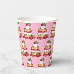 Aardbeien Sortcake Cakdessert Aardbeien Papieren Bekers