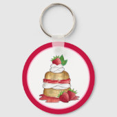 Aardbeien Sortcake Cakdessert Aardbeien Sleutelhanger (Achterkant)