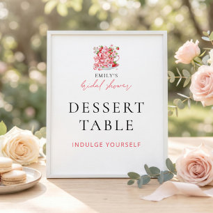 Aardbeien Theekopje Dessert Tafel Bruiloft Borrel Poster