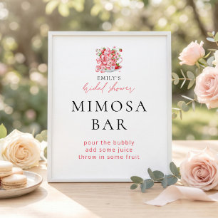 Aardbeien Theekopje Momosa Bar Bruiloft Borrel Bor Poster