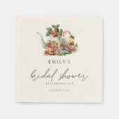 Aardbeien Theepot Afternoon Tea Vrijgezellenfeest Servet (Voorkant)