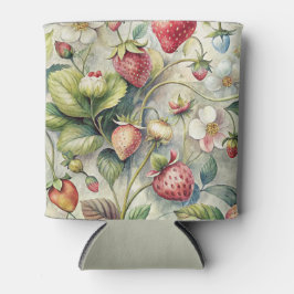  aardbeien tuin botanische Waterverf Blikjeskoeler