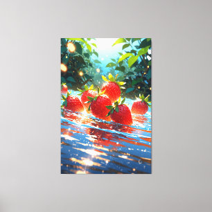 Aardbeien uitgerekt canvas Print