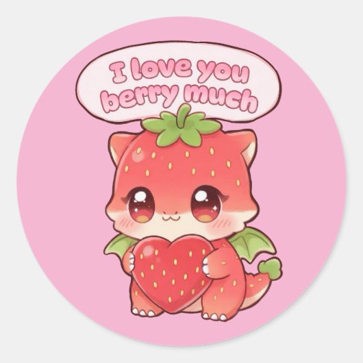 Aardbeien Valentijnsdag Ronde Sticker (Voorkant)