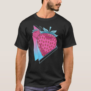 aardbeien Vaporwave Red Berry Summer Fruit Stra T-shirt