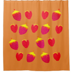 Aardbeien vector tekening douchegordijn