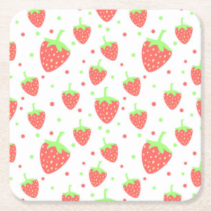 Aardbeien Vierkante Kartonnen Onderzetter
