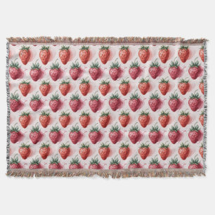 Aardbeien Vintage Boho Droomlandschap Botanisch Deken