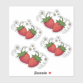 Aardbeien Vinyl gesneden stickers (4 tot een vel)