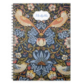 aardbeien Vogels Monogram William Morris Notitieboek (Voorkant)