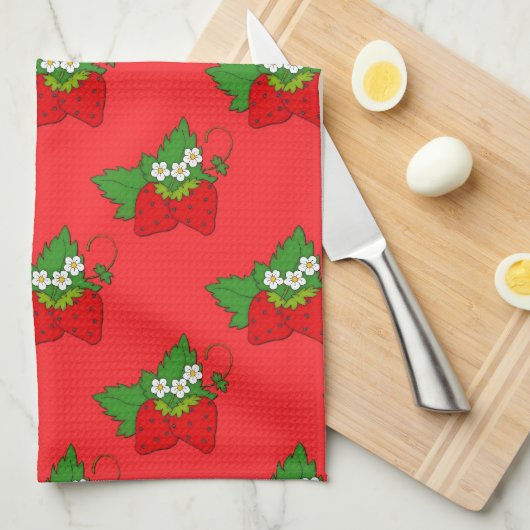 Aardbeien Vruchten Patroon Keukenhanddoeken (Quarter Fold)