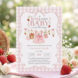 Aardbeien Waslijn Baby Shower Zoet Babyshowerfeest Kaart