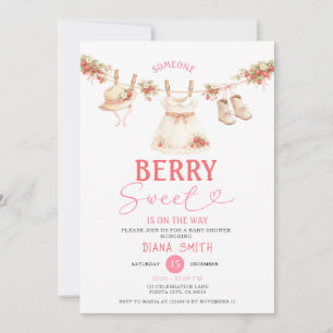 Aardbeien Waslijn Zoete Baby Shower Kaart