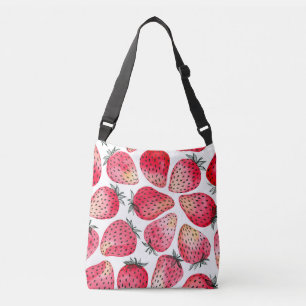 Aardbeien waterverf en inkt crossbody tas