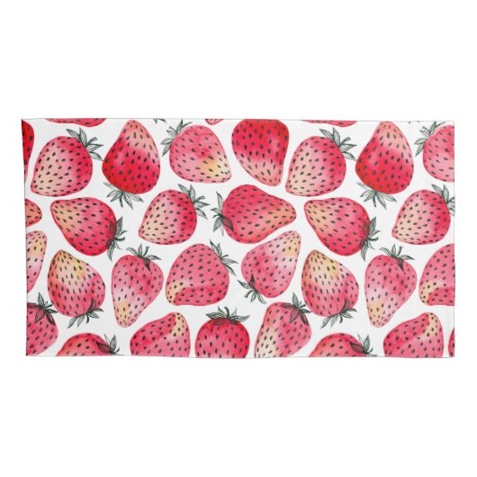 Aardbeien waterverf en inkt kussensloop (Achterkant-Rechts)