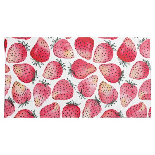 Aardbeien waterverf en inkt kussensloop (Voorkant-Rechts)