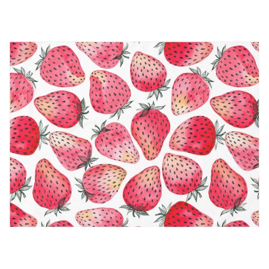 Aardbeien waterverf en inkt tafelkleed (Voorkant (Horizontaal))