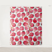 Aardbeien waterverf en inkt wandkleed (Voorkant)