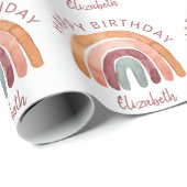 Aardbeien Waterverf Regenboognaam Birthday Cadeaupapier (Rol Hoek)