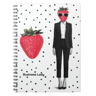 Aardbeien Zakenvrouw Notitieboek – Mooie Mode Vrou