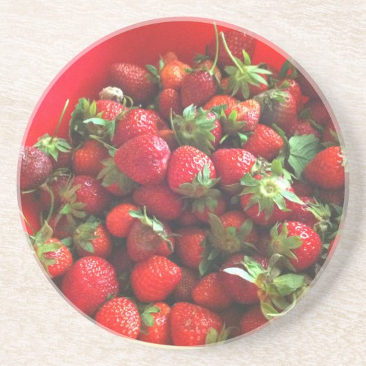 Aardbeien Zandsteen Onderzetter (Voorkant)