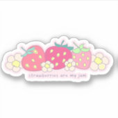 Aardbeien zijn mijn jam - schattig, grappig en roz sticker (Voorkant)